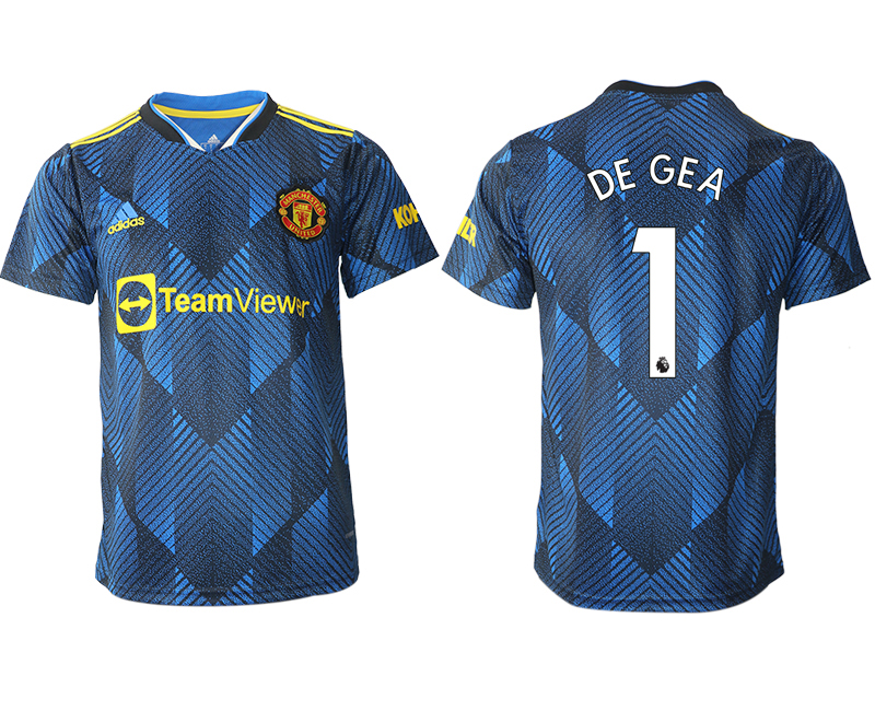 Men 2021-2022 Club Manchester United Second away aaa version blue #1 Soccer Jersey